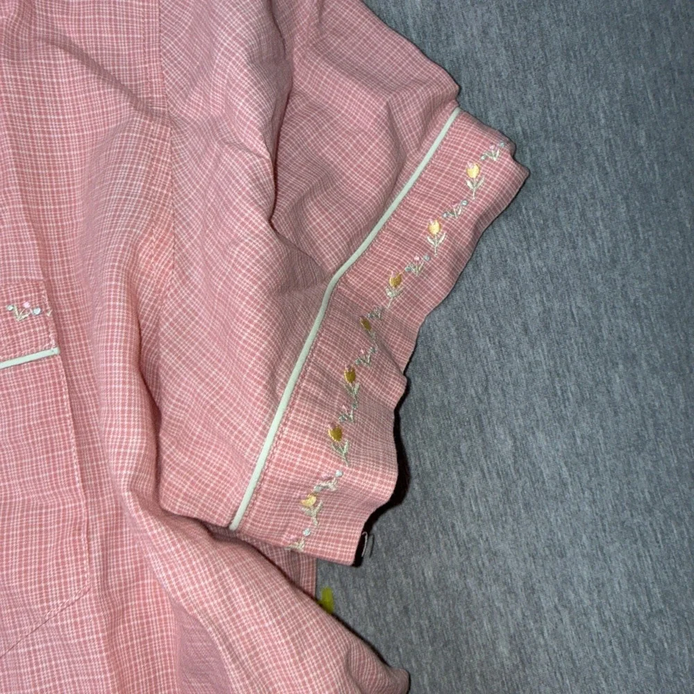 Old Navy Women's Pajama Set Pink Check Button Front Sleepwear Lounge Set SizeL